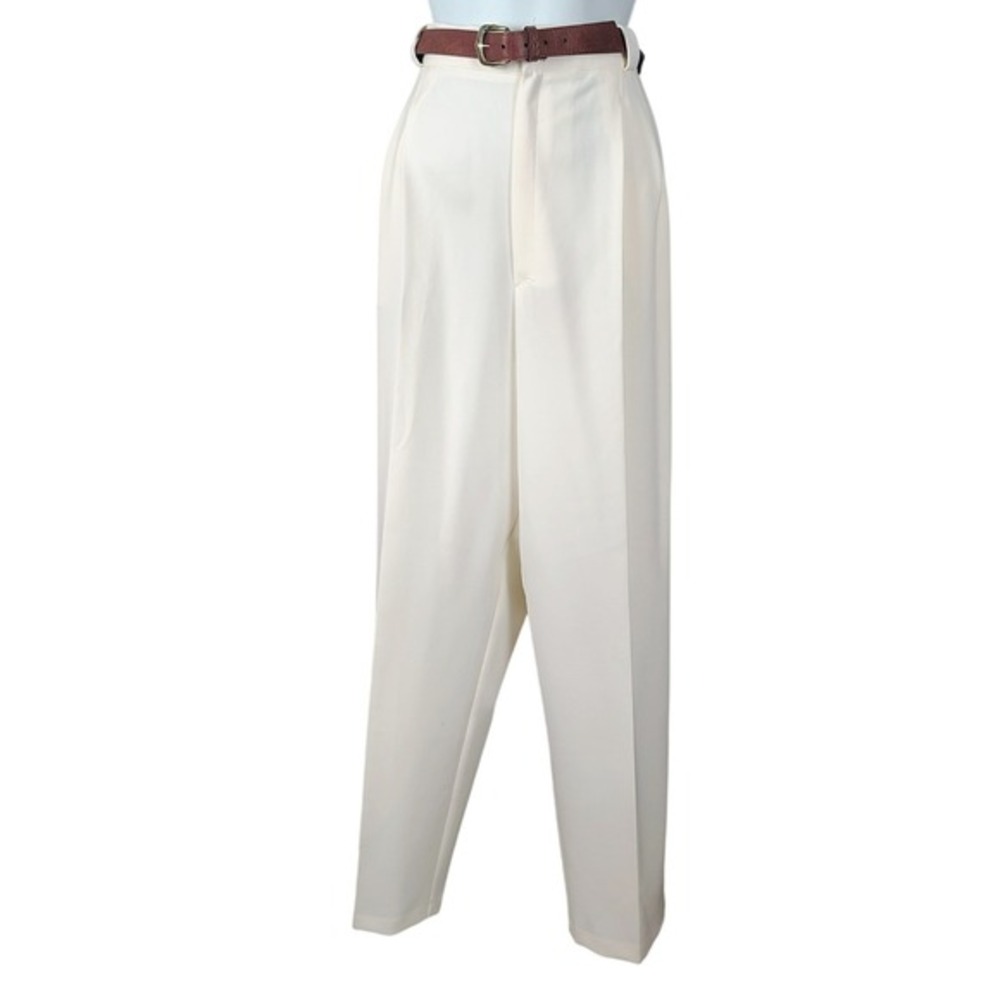 Fundamental Things Vintage Cream High Rise Pleated‎ Tapered Dress Pants 16 nos